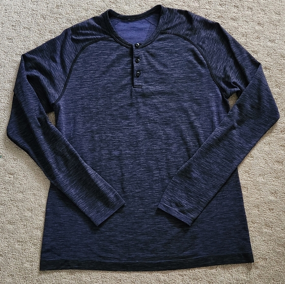 lululemon athletica Other - Lululemon Men's Metal Vent Tech Long Sleeve Henley Heathered dark purple Large